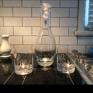 Kate Spade Decanter with Matching Glasses